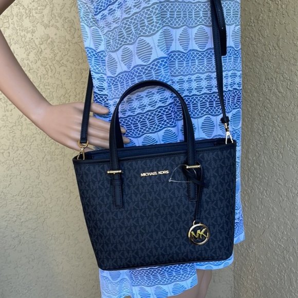 Michael Kors Jet Set Travel XS Carryall Tote Top Zip Tote Black - Picture 11 of 14